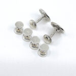 Cufflinks And Dress Shirt Stud Set With Mother Of Pearl, finished in 925 English Hallmarked Sterling Silver