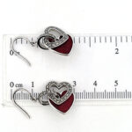 Double Heart Drop Earrings With Red Enamel And Marcasite Detail Finished In 925 English Hallmarked Sterling Silver