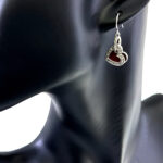 Double Heart Drop Earrings With Red Enamel And Marcasite Detail Finished In 925 English Hallmarked Sterling Silver