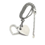 Double Heart Necklace With Red Enamel And Marcasite Finished In 925 English Hallmarked Sterling Silver