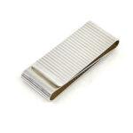 Double Sided Ribbed Money Clip Finished In 925 English Hallmarked Sterling Silver