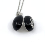 Dove Egg Pendant With Enamel And Sparkling Czech Crystals | Rhodium Plated 4 Dove Egg Pendant With Enamel And Sparkling Czech Crystals | Rhodium Plated