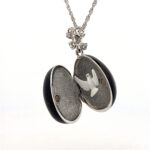 Dove Egg Pendant With Enamel And Sparkling Czech Crystals | Rhodium Plated 1 Dove Egg Pendant With Enamel And Sparkling Czech Crystals | Rhodium Plated