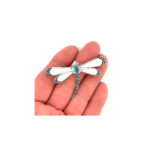 Dragonfly Pin Brooch Art Deco Style With Blue Topaz Marcasite And Mother Of Pearl Finished In 925 English Hallmarked Sterling Silver