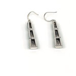 Bamboo Style Drop Earrings With Green Enamel And Marcasite Detail Finished In 925 English Hallmarked Sterling Silver