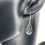 Drop Earrings Mackintosh Style Teardrop Floral Design Finished In 925 English Hallmarked Sterling Silver