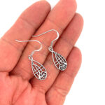 Drop Earrings Mackintosh Style Teardrop Floral Design Finished In 925 English Hallmarked Sterling Silver