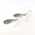 Drop Earrings Mackintosh Style Teardrop Floral Design Finished In 925 English Hallmarked Sterling Silver