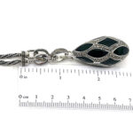 Elizabethan Style Egg Shaped Necklace With Green Enamel And Marcasite Finished In 925 English Hallmarked Sterling Silver