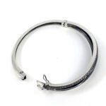 Bangle With Blue Enamel And Marcasite Hinged Design, finished in 925 English Hallmarked Sterling Silver