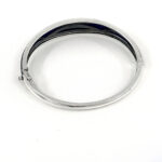 Bangle With Blue Enamel And Marcasite Hinged Design, finished in 925 English Hallmarked Sterling Silver