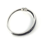 Bangle With Blue Enamel And Marcasite Hinged Design, finished in 925 English Hallmarked Sterling Silver