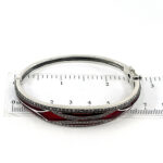 Bangle With Red Enamel And Marcasite Hinged Design, finished in 925 English Hallmarked Sterling Silver