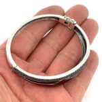 Bangle With Red Enamel And Marcasite Hinged Design, finished in 925 English Hallmarked Sterling Silver