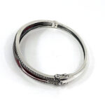 Bangle With Red Enamel And Marcasite Hinged Design, finished in 925 English Hallmarked Sterling Silver