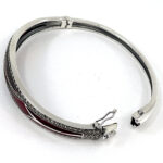 Bangle With Red Enamel And Marcasite Hinged Design, finished in 925 English Hallmarked Sterling Silver