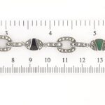 Art Deco Style Bracelet Set With Black Onyx Green Agate and Marcasite Finished in 925 English Hallmarked Sterling Silver