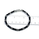 Bamboo Style Bracelet Set With Black Enamel And Marcasite In 925 English Hallmarked Sterling Silver 3 Bamboo Style Bracelet Set With Black Enamel And Marcasite In 925 English Hallmarked Sterling Silver