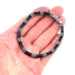 Bamboo Style Bracelet Set With Black Enamel And Marcasite In 925 English Hallmarked Sterling Silver 4 Bamboo Style Bracelet Set With Black Enamel And Marcasite In 925 English Hallmarked Sterling Silver