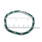 Bamboo Style Bracelet Set With Green Enamel And Marcasite In 925 English Hallmarked Sterling Silver