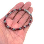 Bamboo Style Bracelet Set With Red Enamel And Marcasite In 925 English Hallmarked Sterling Silver
