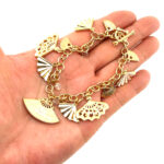 Bracelet Edwardian Style Gold Plated Metal Alloy Set With Enamel And Clear Czech Crystals