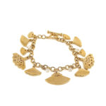 Bracelet Edwardian Style Gold Plated Metal Alloy Set With Enamel And Clear Czech Crystals