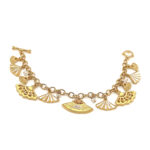 Bracelet Edwardian Style Gold Plated Metal Alloy Set With Enamel And Clear Czech Crystals