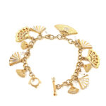 Bracelet Edwardian Style Gold Plated Metal Alloy Set With Enamel And Clear Czech Crystals