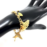 Bracelet Edwardian Style Gold Plated Metal Alloy Set With Enamel And Clear Czech Crystals