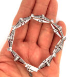 Elizabethan Style Bracelet Set with Red Enamel, Opal and Marcasite in 925 English Hallmarked Sterling Silver