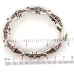 Elizabethan Style Bracelet Set with Red Enamel, Opal and Marcasite in 925 English Hallmarked Sterling Silver