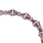 Elizabethan Style Bracelet Set with Red Enamel, Opal and Marcasite in 925 English Hallmarked Sterling Silver