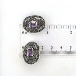 Victorian Style Clip On Earrings With Amethyst And Marcasite Detail Finished In 925 English Hallmarked Sterling Silver