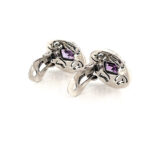 Victorian Style Clip On Earrings With Amethyst And Marcasite Detail Finished In 925 English Hallmarked Sterling Silver