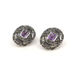 Victorian Style Clip On Earrings With Amethyst And Marcasite Detail Finished In 925 English Hallmarked Sterling Silver