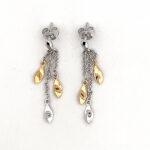 Drop Earrings With Gold Plating And Cubic Zirconia Finished In 925 English Hallmarked Sterling Silver