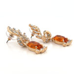 Elegant Drop Earrings With Enamel And Sparkling Czech Crystals | Gold Plated
