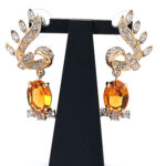Elegant Drop Earrings With Enamel And Sparkling Czech Crystals | Gold Plated