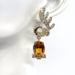 Elegant Drop Earrings With Enamel And Sparkling Czech Crystals | Gold Plated