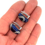 Elizabethan Style Drop Earrings With Blue Enamel And Marcasite Detail Finished In 925 English Hallmarked Sterling Silver