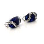 Elizabethan Style Drop Earrings With Blue Enamel And Marcasite Detail Finished In 925 English Hallmarked Sterling Silver