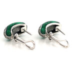 Elizabethan Style Drop Earrings With Green Enamel And Marcasite Detail Finished In 925 English Hallmarked Sterling Silver