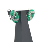 Elizabethan Style Drop Earrings With Green Enamel And Marcasite Detail Finished In 925 English Hallmarked Sterling Silver