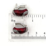 Elizabethan Style Post Clip Earrings With Red Enamel And Marcasite Detail Finished In 925 English Hallmarked Sterling Silver