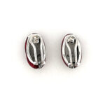 Elizabethan Style Post Clip Earrings With Red Enamel And Marcasite Detail Finished In 925 English Hallmarked Sterling Silver