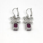 Elegant Drop Earrings Elizabethan Style Rhodium Plated Metal Alloy Set With Clear And Purple Czech Crystals