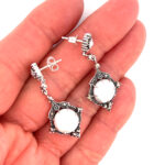 Victorian Style Drop Earrings With Cultured Pearl And Marcasite Detail Finished In 925 English Hallmarked Sterling Silver