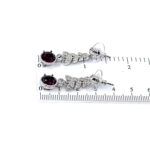 Elegant Drop Earrings 1950s Style Rhodium Plated Metal Alloy Set With Enamel And Purple Czech Crystals