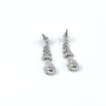 Elegant Drop Earrings 1950s Style Rhodium Plated Metal Alloy Set With Enamel And Purple Czech Crystals